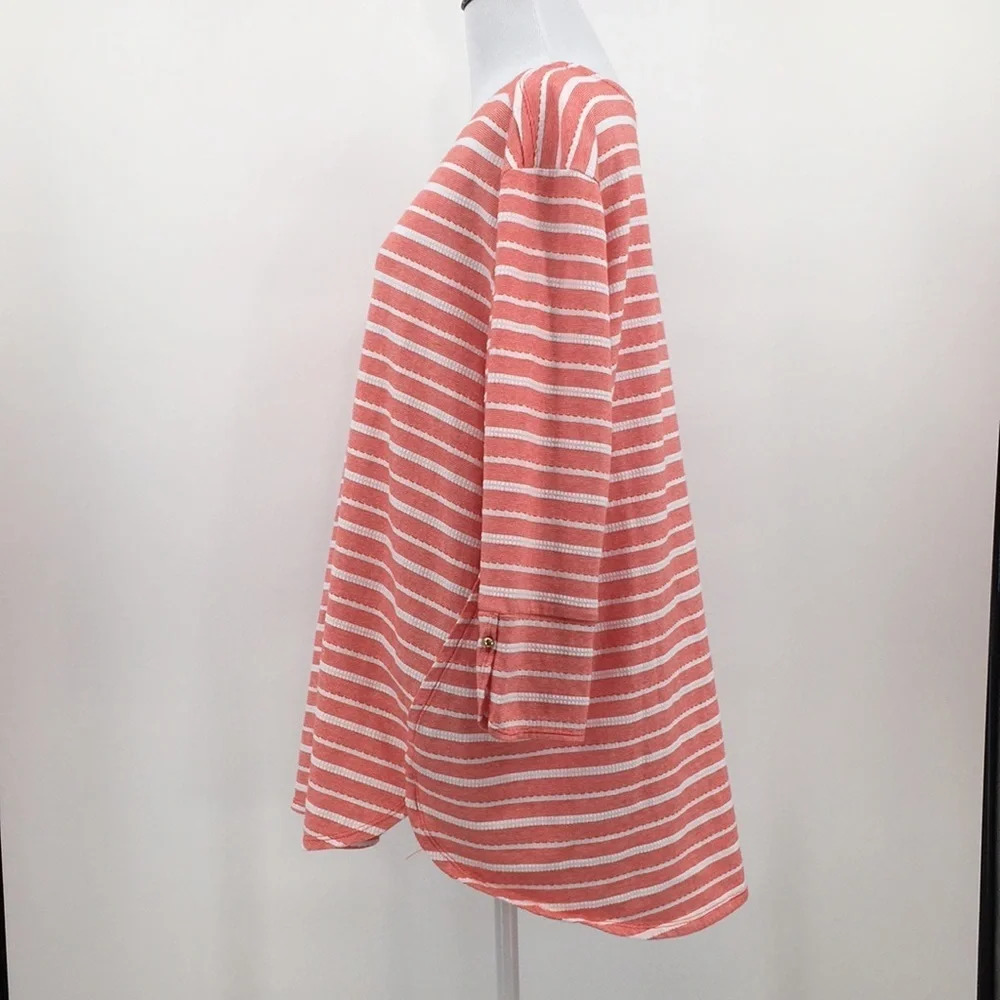 Zenergy Chico's Textured Envelope-Hem Tunic Top Womens‎ 4 XXL Red White Stripe - Picture 4 of 12
